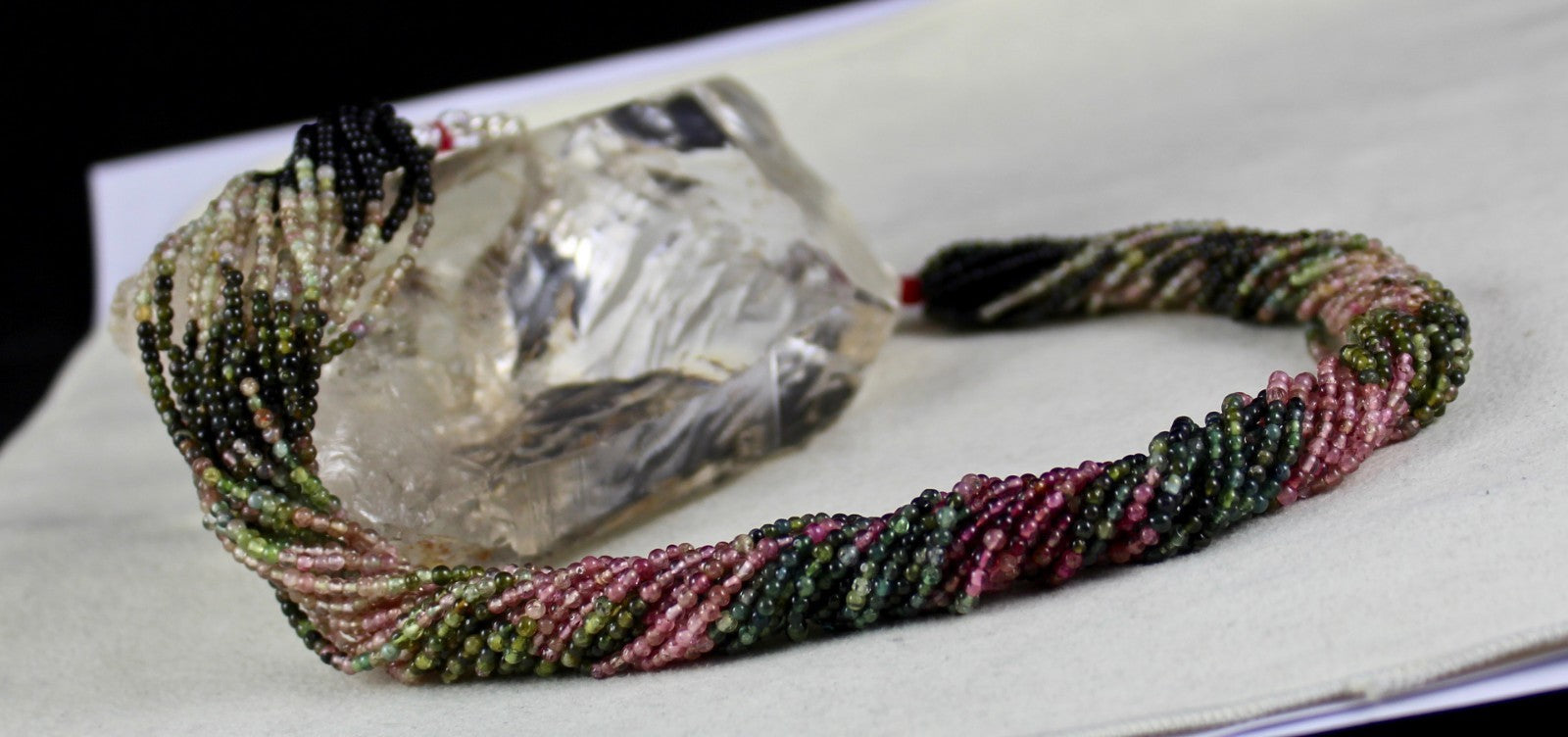 Natural Multi Colour Tourmaline Beads Necklace 925 Sterling Silver Hook