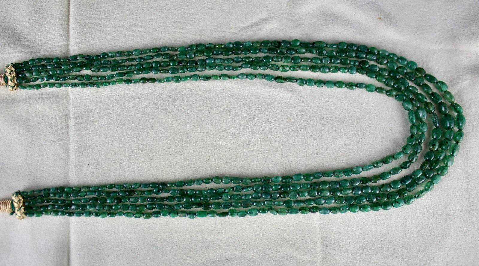 Certified Natural Emerald Beads Cabochon Necklace 5l 322 Carat Vintage Gemstone