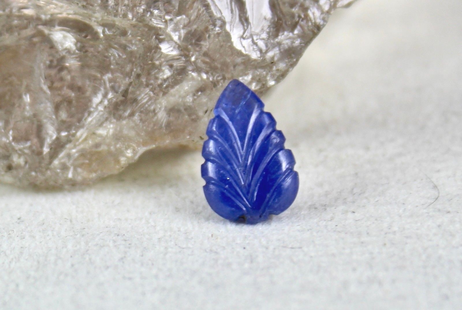 NATURAL NO HEAT BURMA BLUE SAPPHIRE CARVED LEAF 5.72 CTS GEMSTONE RING PENDANT