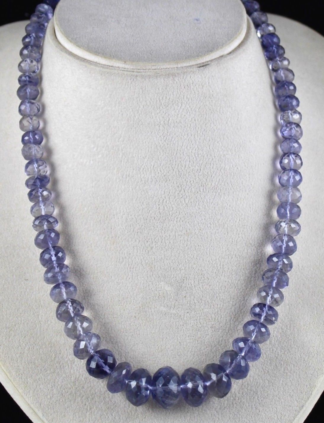 NATURAL IOLITE FACETED BEADS 18MM 410 CARATS BIG ROUND GEMSTONE LADIES NECKLACE