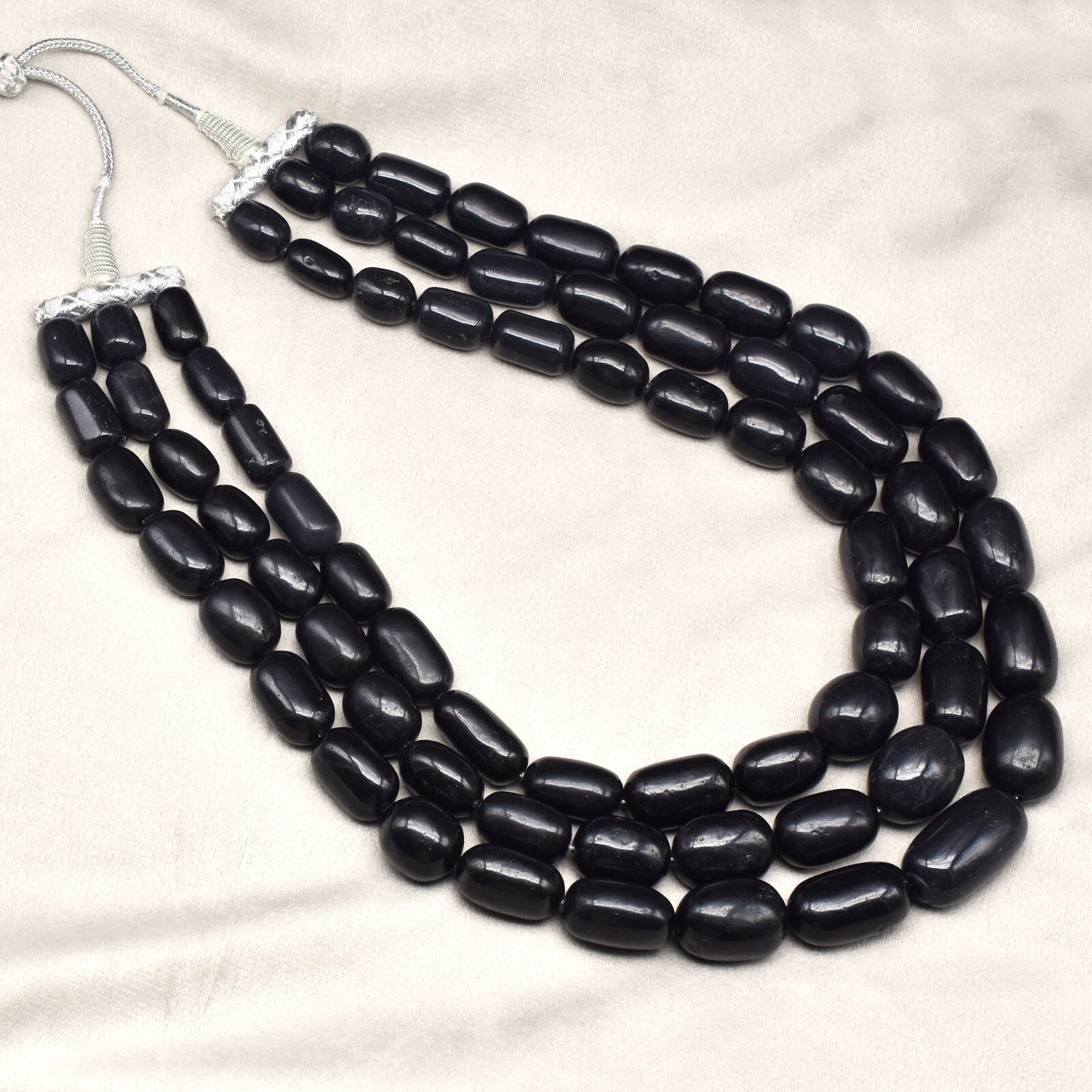 Natural Black Jade Beads Gemstone Fashion Necklace 2107 Ct 30mm Long 3 L