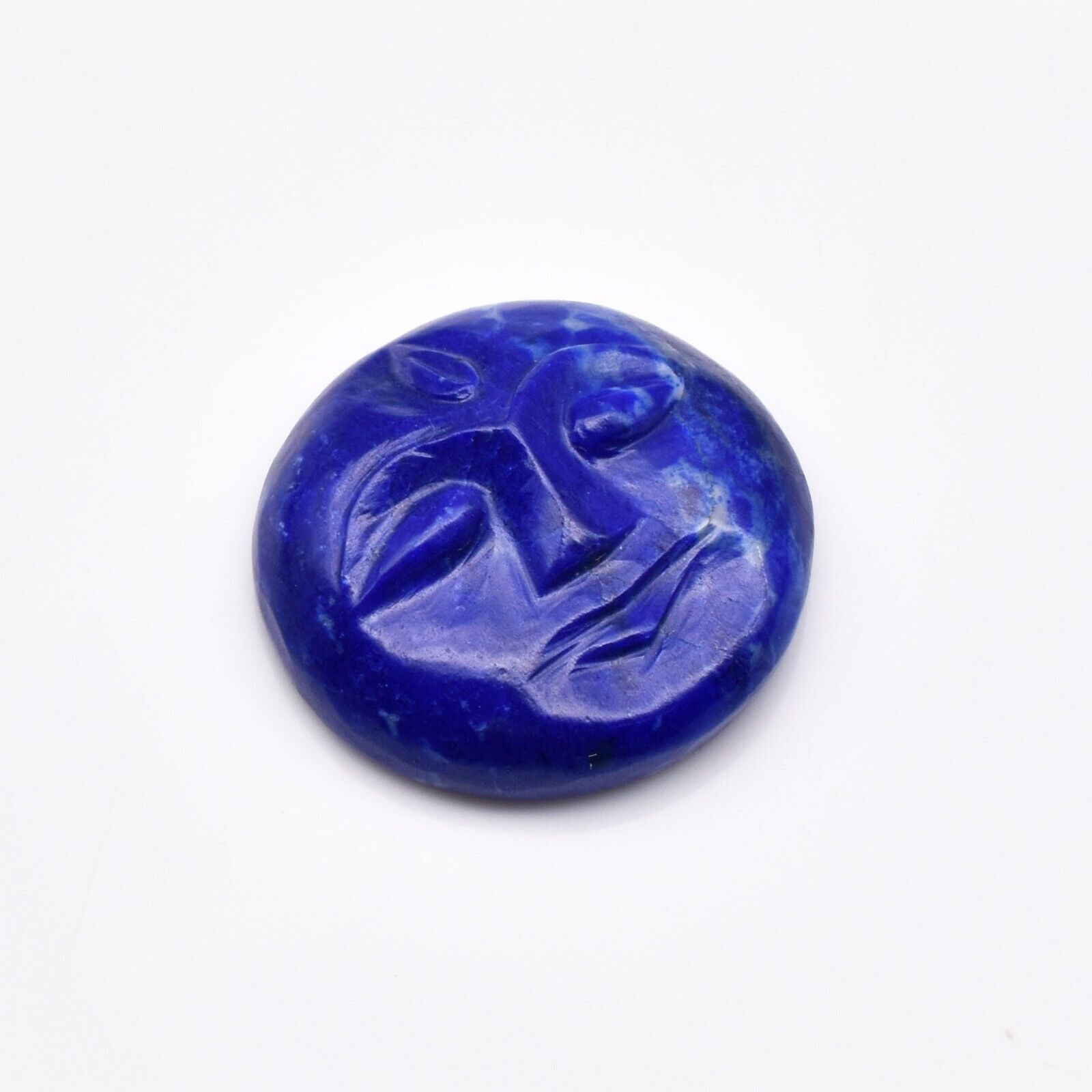 Natural Lapis Lazuli Engraved Face 19mm 15.67 Ct Blue Gemstone Designing Pendant