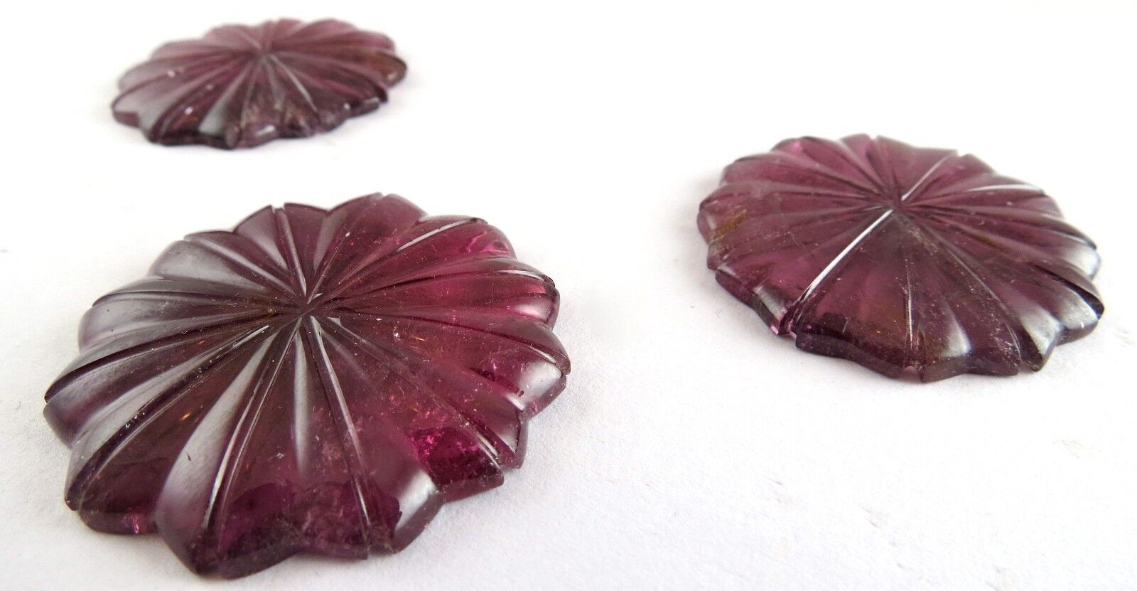 NATURAL PINK TOURMALINE CARVED FLOWER 3 PCS 199 CARATS GEMSTONE FOR PENDANT SET