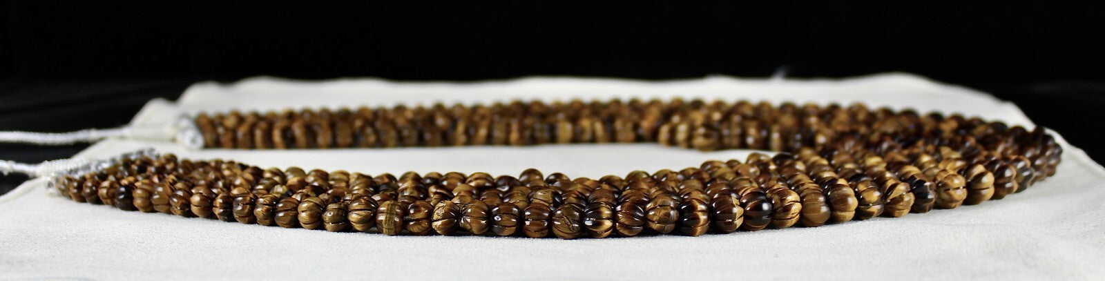 Antique Ladies Natural Tiger Eye Beads Carved Necklace 1566ct Gemstone 6 Line