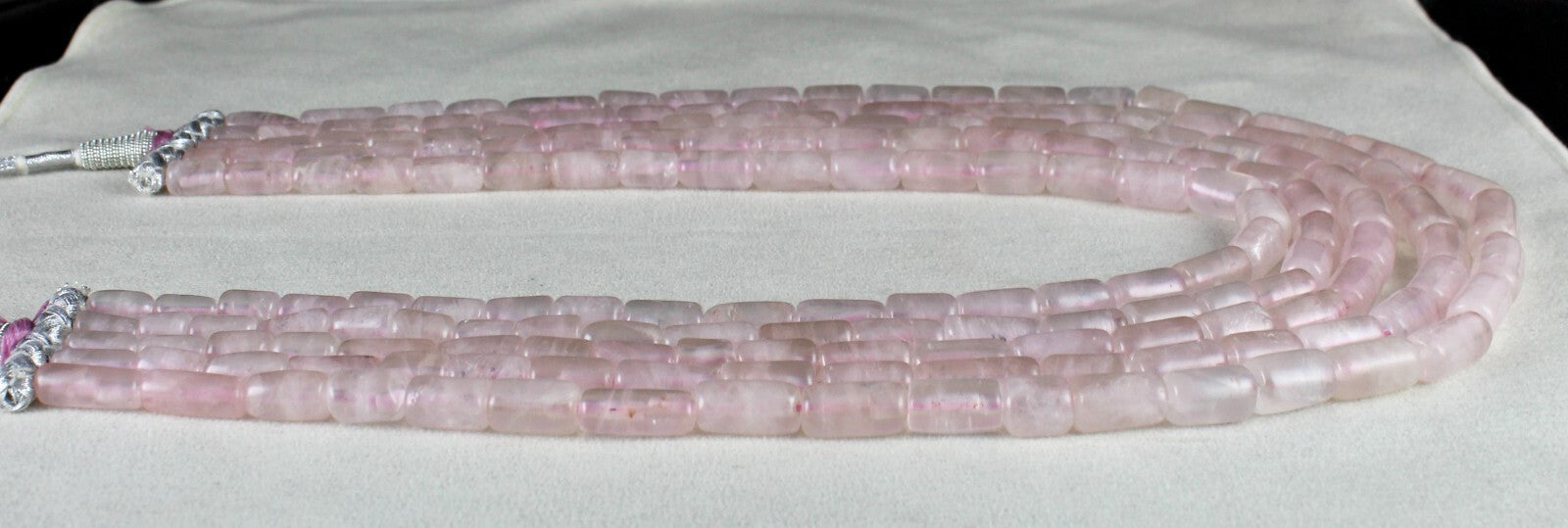 Antique Fashion Necklace Natural Pink Rose Quartz Tube Beads 1173 Ct Gemstone