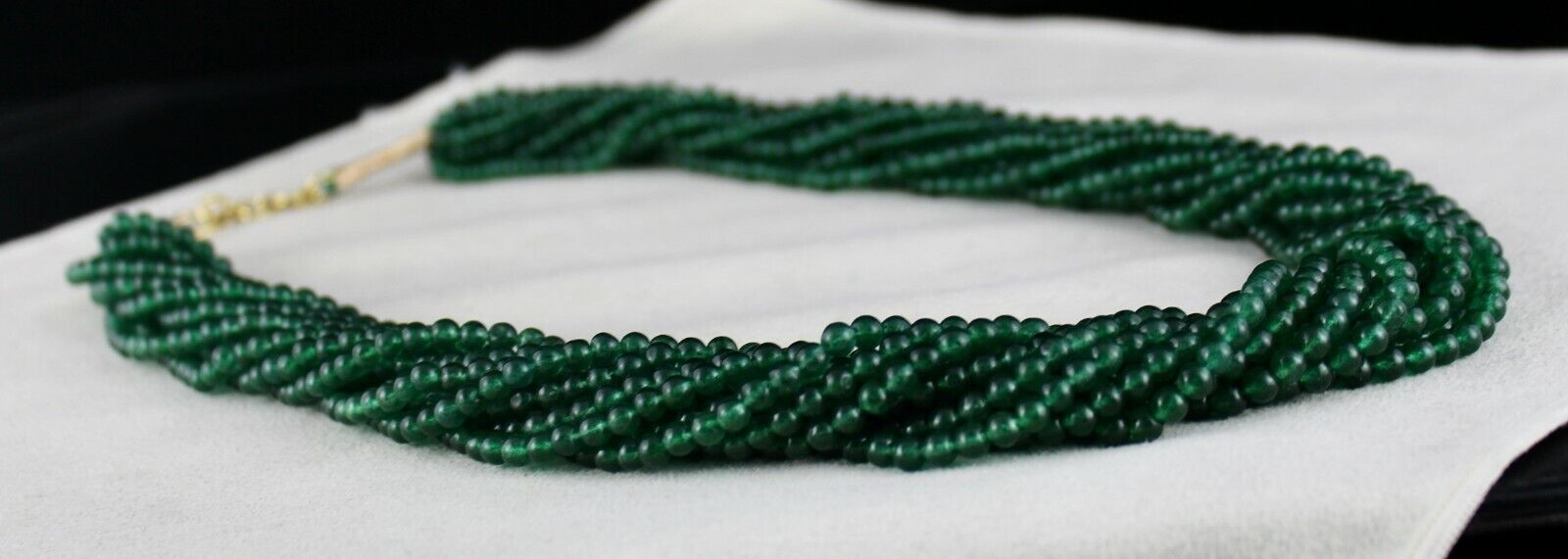 Emerald Colour Natural Green Quartz Aventurine Round Beads 11 L 831 CTS Necklace