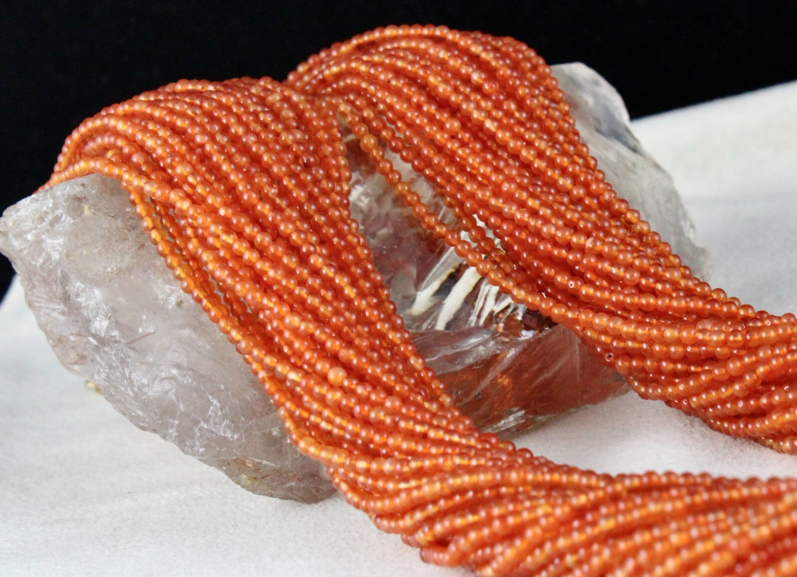 Natural Orange Carnelian 789 Ct Beads Round 32 L Gemstone Fashion Necklace