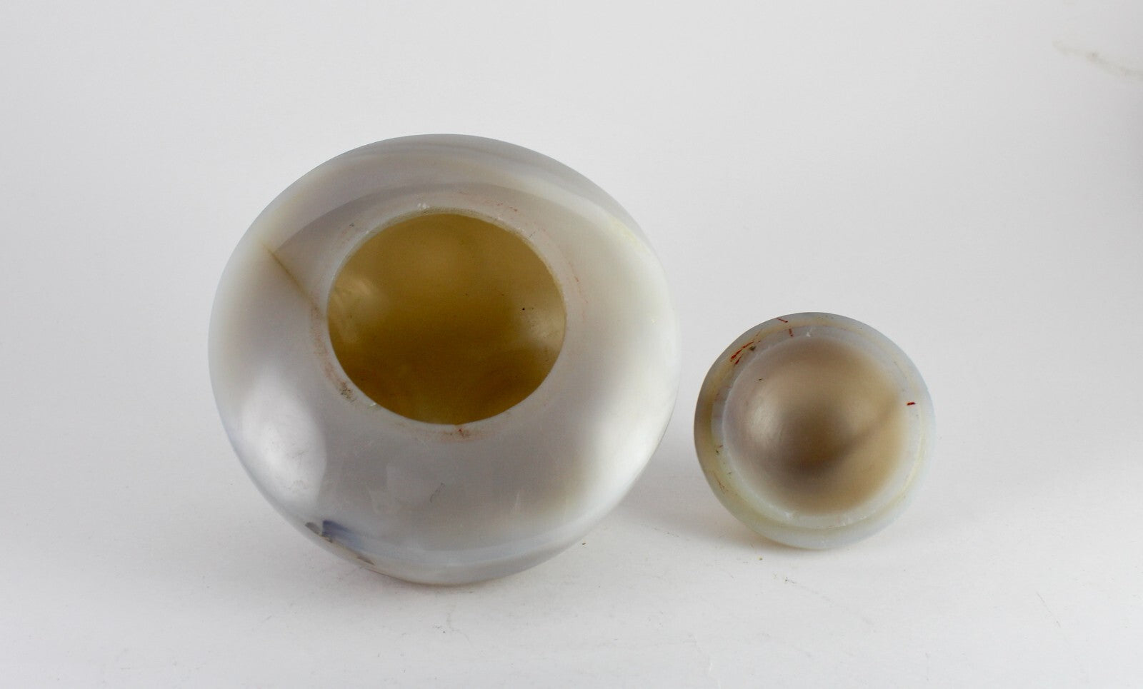 Certified Handcrafted 4.5" Natural Chalcedony 3260ct Carved Pot Home Decor