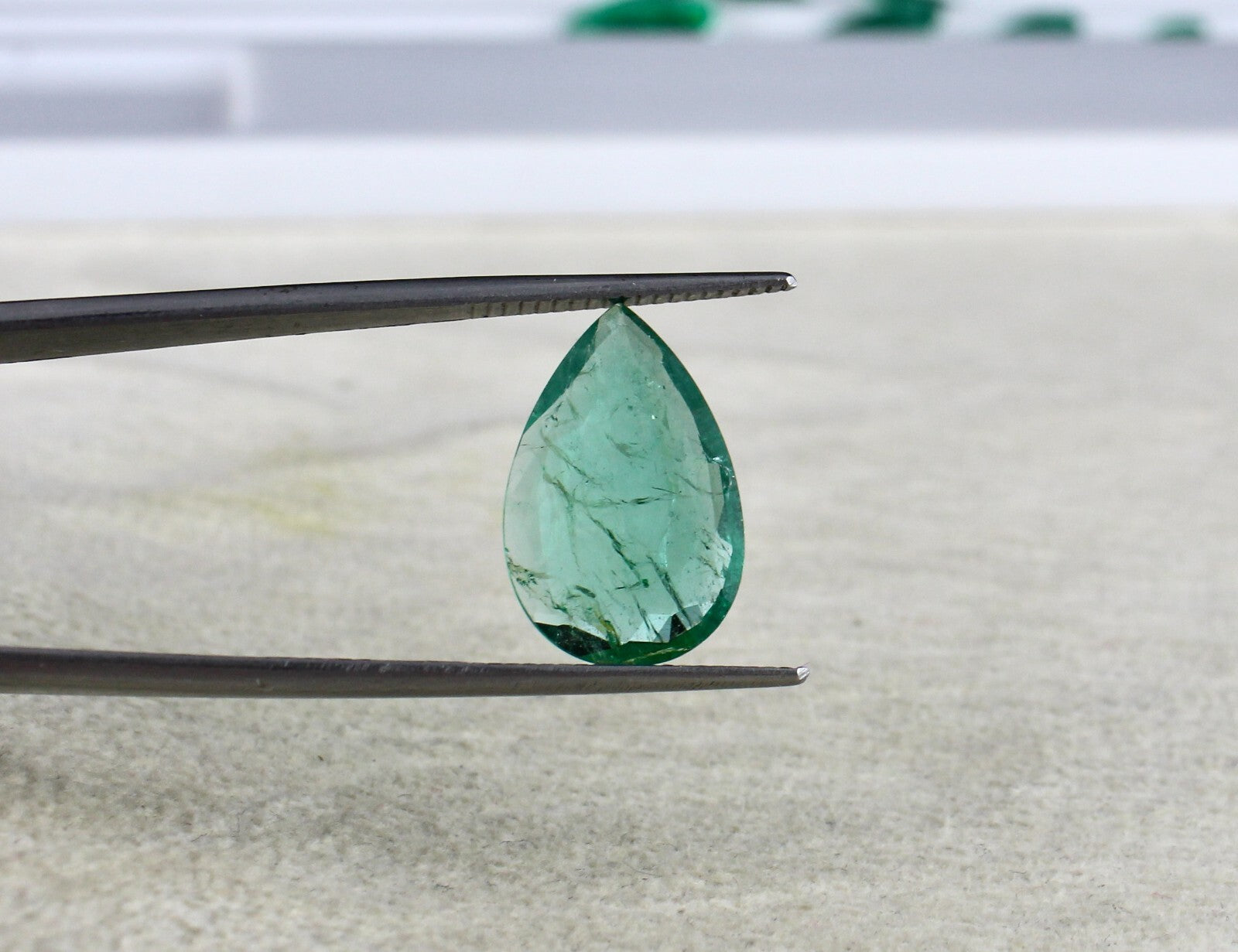 Certified Natural Zambia Emerald 31.77 Ct Pear Cut Loose Gemstone Ring Set