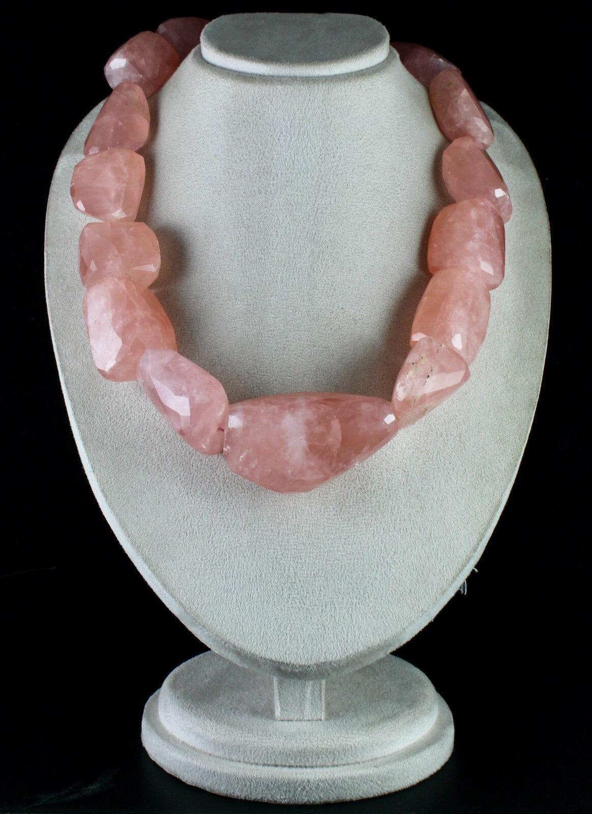 Certified Natural Rose Quartz Faceted Beads 3523 Ct Sterling Silver Necklace