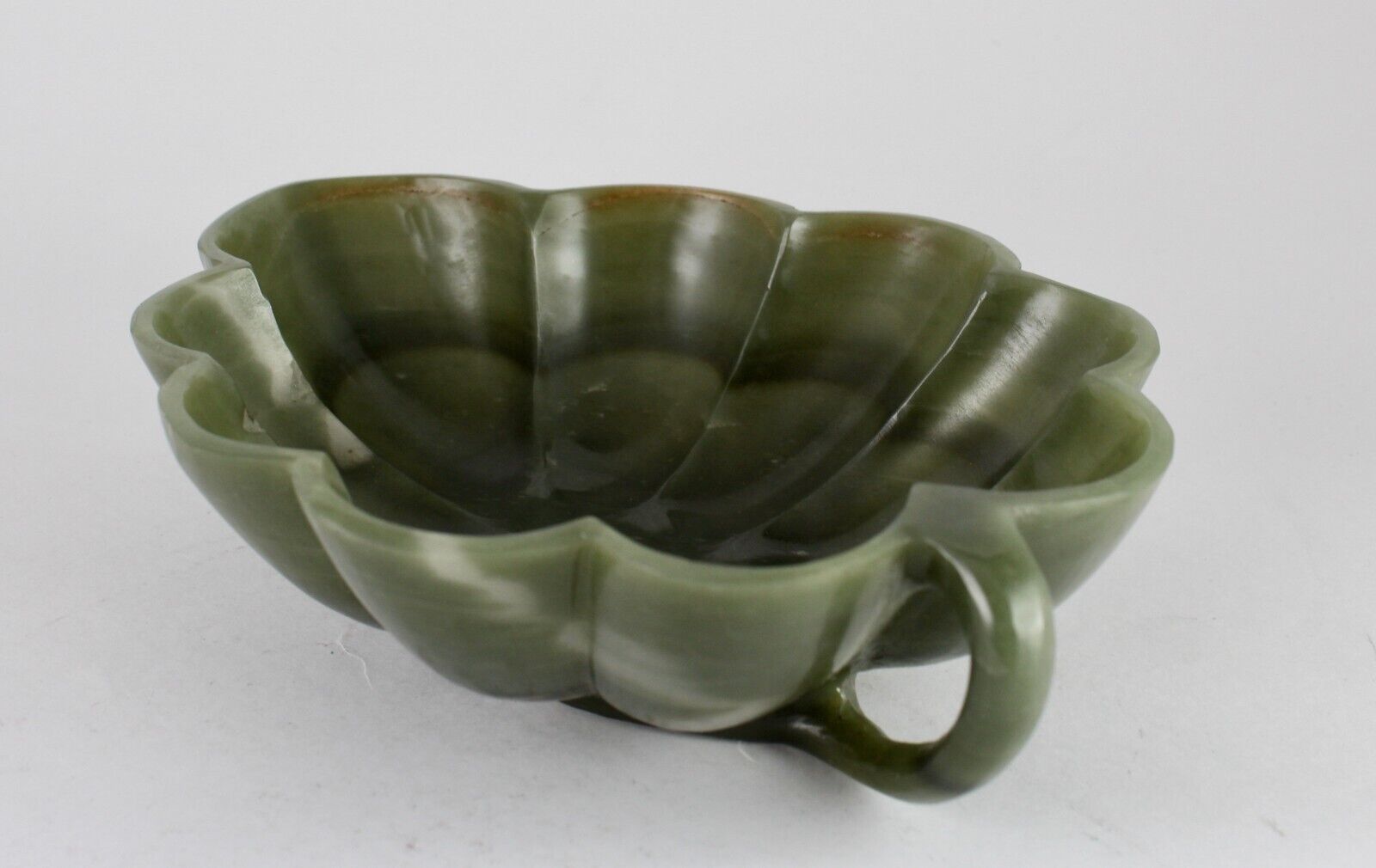 Natural Green Agate Carved Leaf 1665 Ct Big Gemstone Bowl For Home Decor