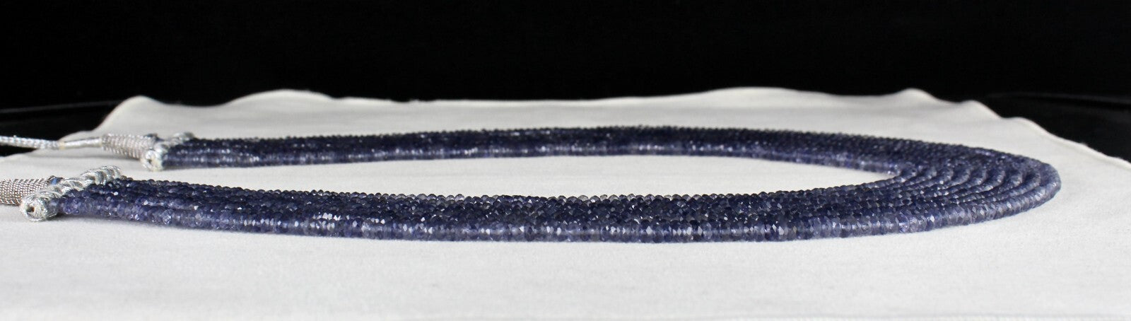 Certified Natural Iolite 503 Ct Faceted Round Beads Necklace, Blue Gemstone