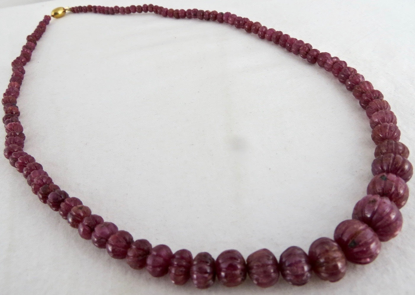 Certified Natural Ruby 285 Ct Carved Round Beads Sterling Silver Necklace