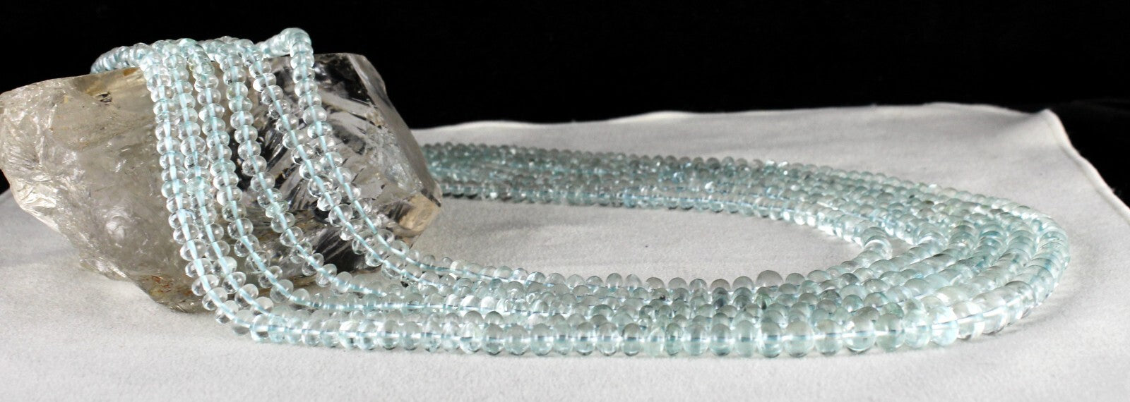 Certified Natural Blue Aquamarine 833 Ct Beads Round Finest Necklace For Women