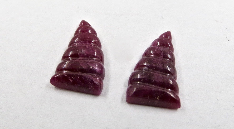 Certified Natural Ruby Carved Earring Pair 19.92ct Gemstone Designing For Women