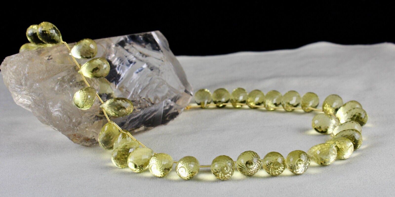 Natural Lemon Quartz Beads 1 L 466 Ct Teardrops Gemstone Silver Finest Necklace