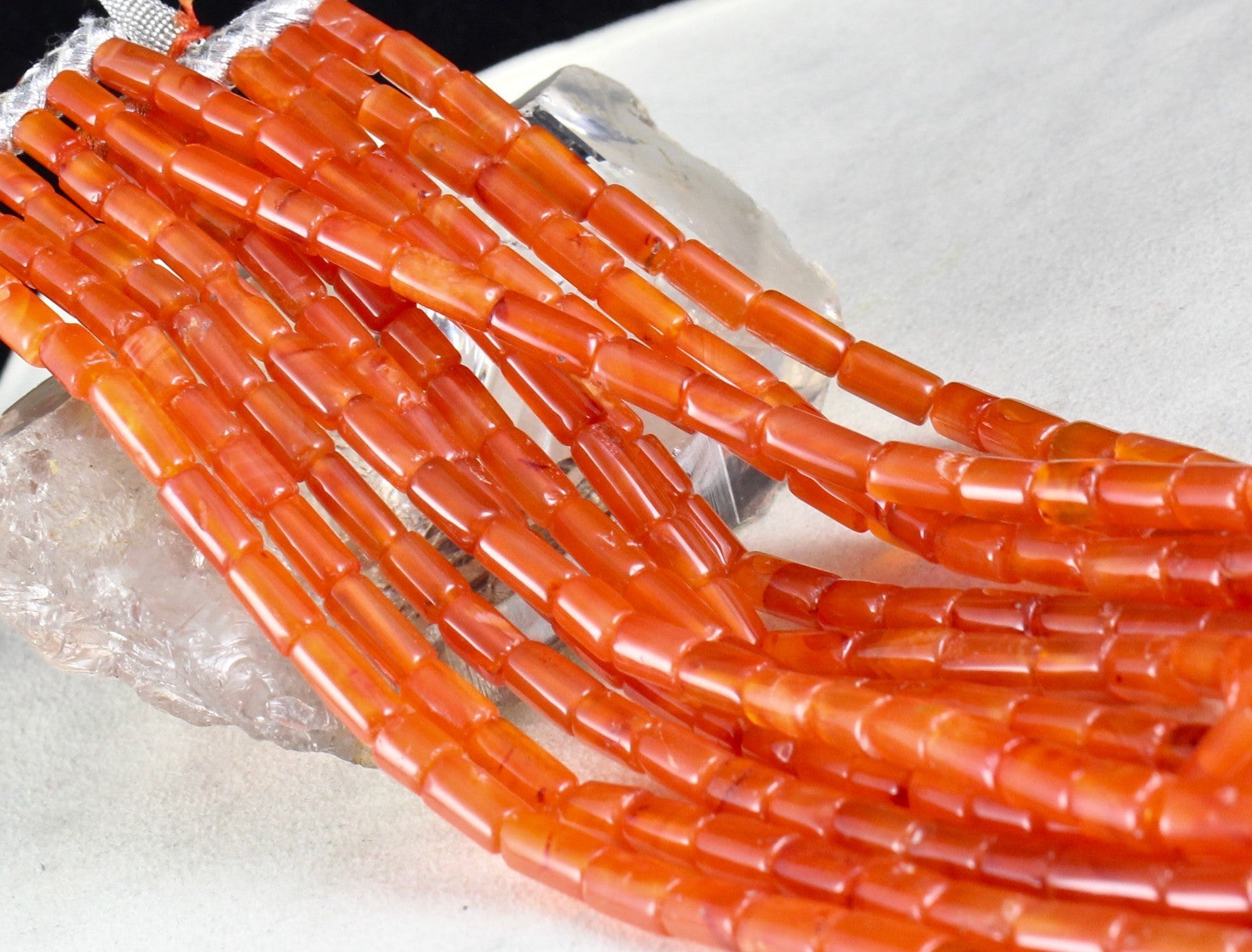 Natural Carnelian Tube Beads 1017ct Orange Gemstone Fashion Necklace 6l