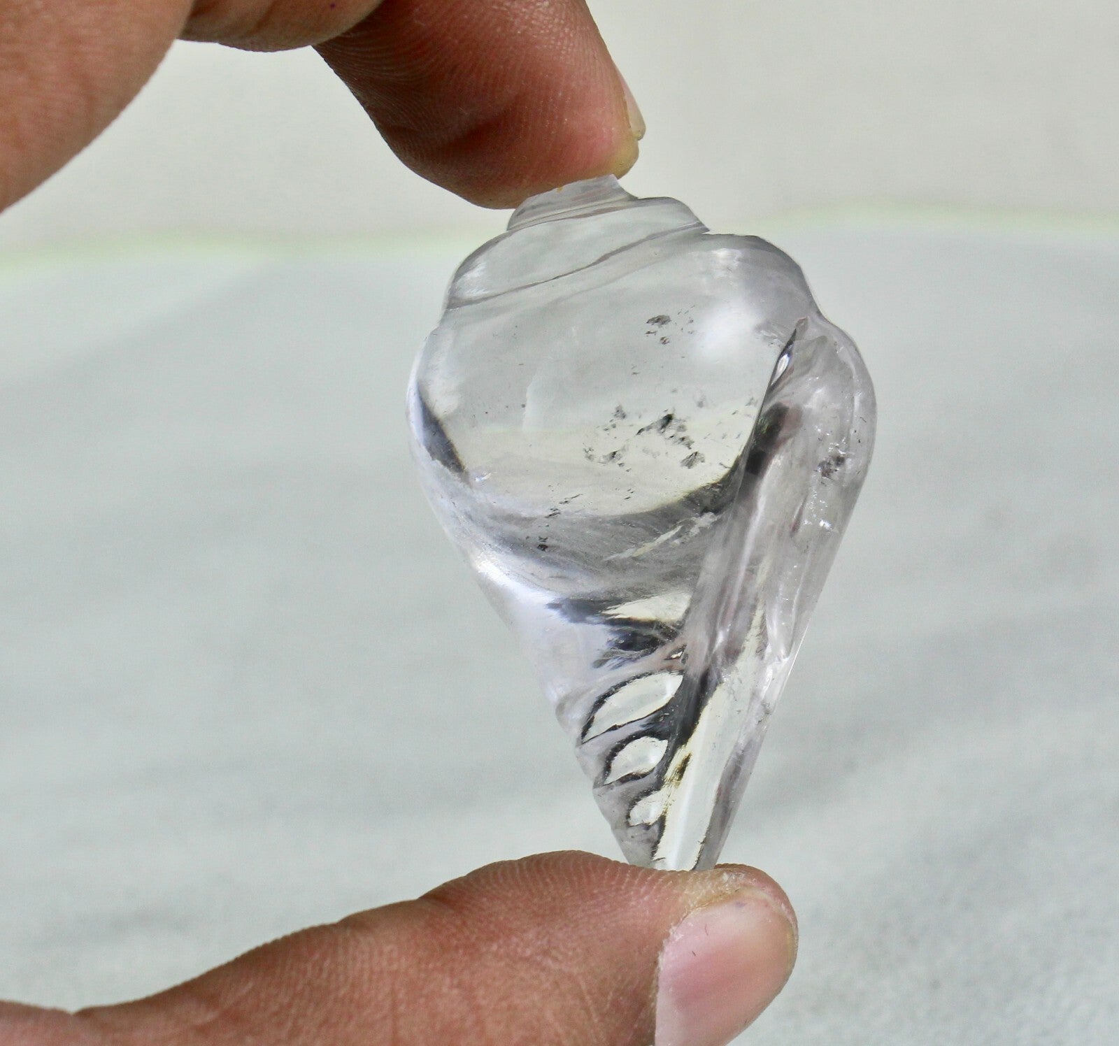 153 Ct Natural Rock Crystal Quartz Gemstone Carved Spiritual Decor Shank