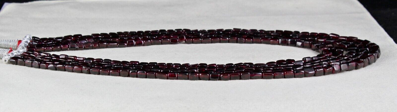 NATURAL GARNET BEADS SQUARE 5 LINE 842 CARATS GEMSTONE FASHION LADIES NECKLACE