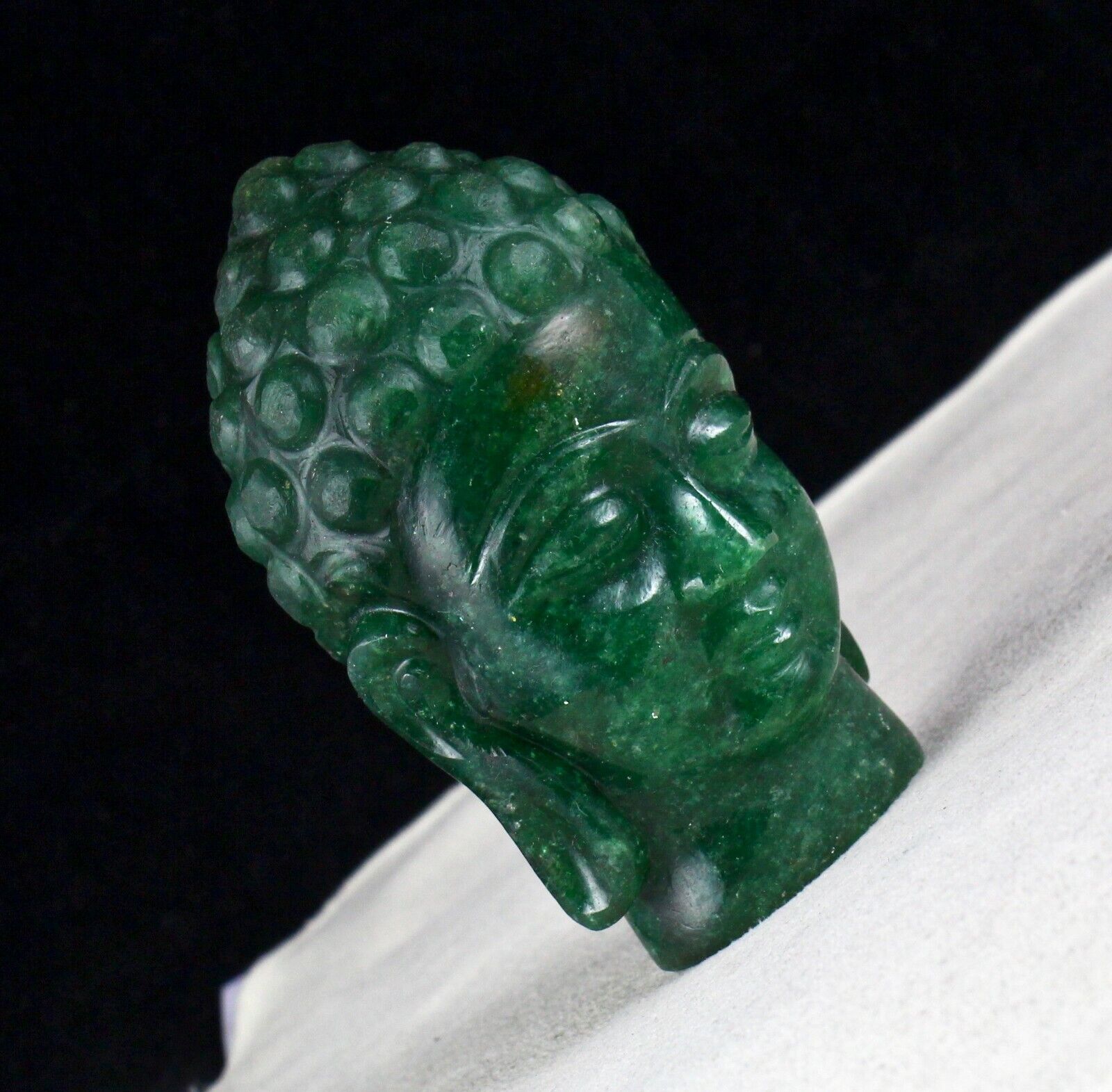 NATURAL GREEN QUARTZ 1675 CARATS 3.75INCH BUDDHA HEAD GEMSTONE STATUE HOME DECOR