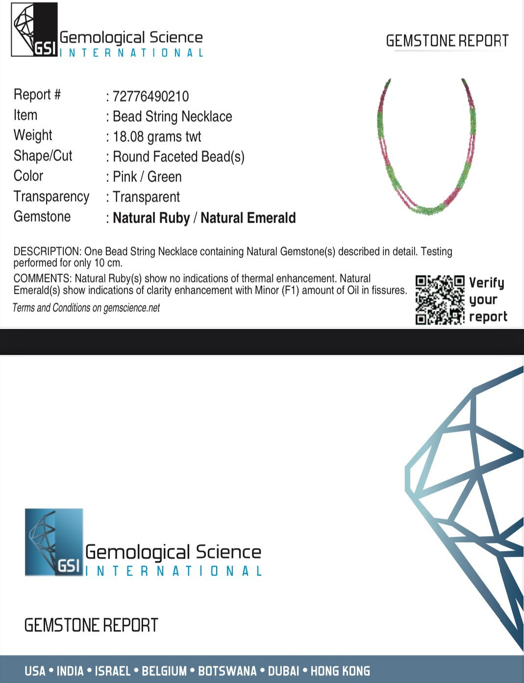 Certified Natural Colombian Emerald Ruby Faceted Beads 89.3 Ct Necklace