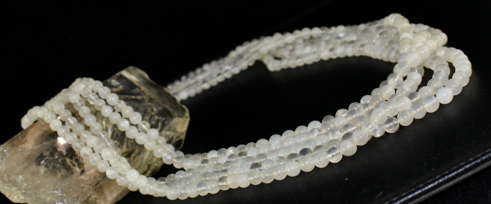 Natural White Moonstone Necklace 802ct Round Gemstone Sterling Silver Clasp