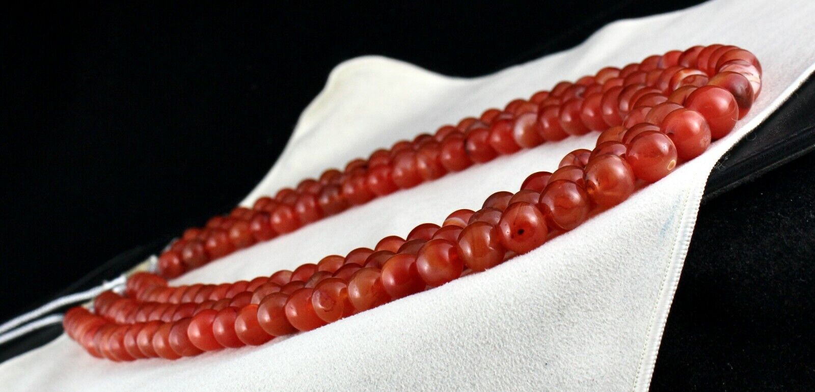 RED NATURAL CARNELIAN BEADS ROUND 3 LINE 1569 CARATS GEMSTONE IMPORTANT NECKLACE