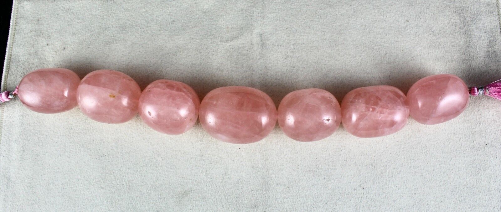 PINK NATURAL ROSE QUARTZ LONG OVAL BEADS 7 PCS 1369 CTS GEMSTONE FOR DESIGNING