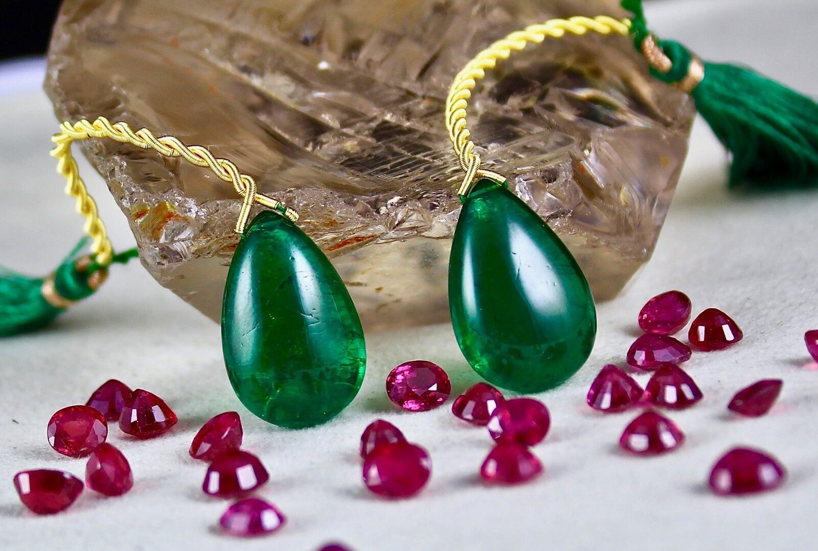 22X14 MM NATURAL ZAMBIAN EMERALD PEAR TEARDROPS 43 CARATS GEMSTONE EARRINGS