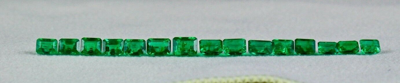 Certified Natural Emerald Octagon 15 Pc 8.52 Ct Gemstone Bracelet Set