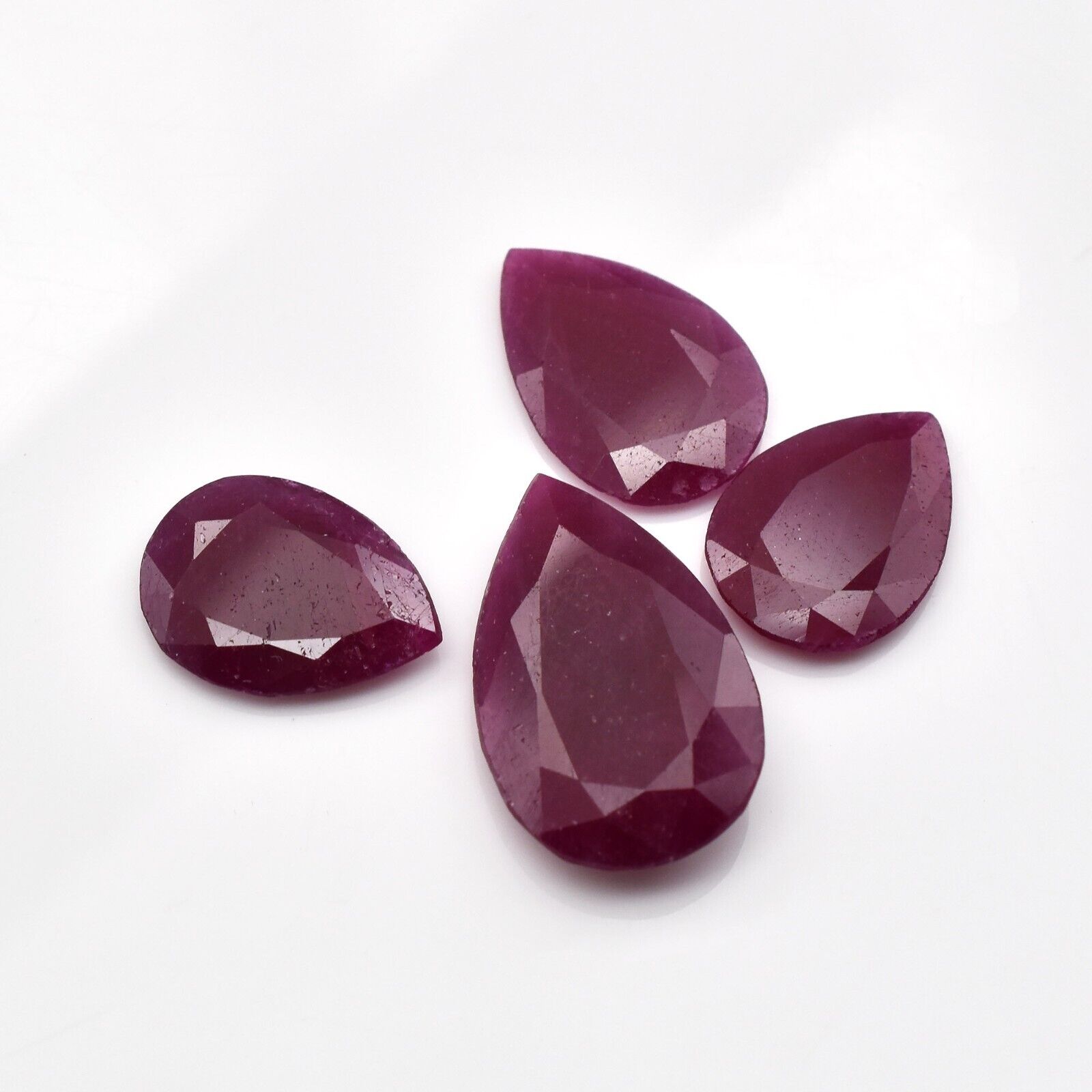 Natural Ruby Pear Cut Unheated Gemstone Design Pendant Earring Set 4 Pc 14.15 Ct