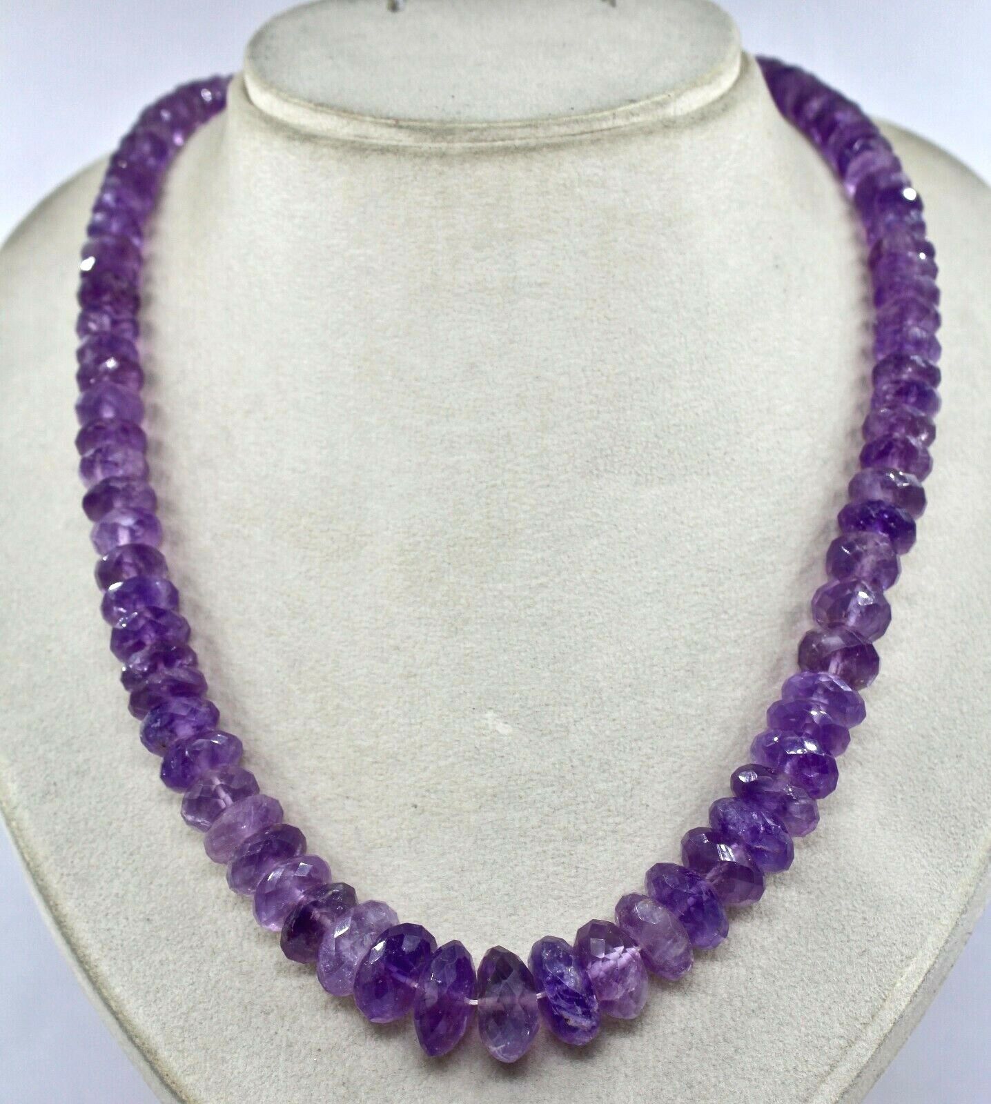 NATURAL AMETHYST BEADS FACETED ROUND 1 LINE 600 CARATS GEMSTONE FASHION NECKLACE