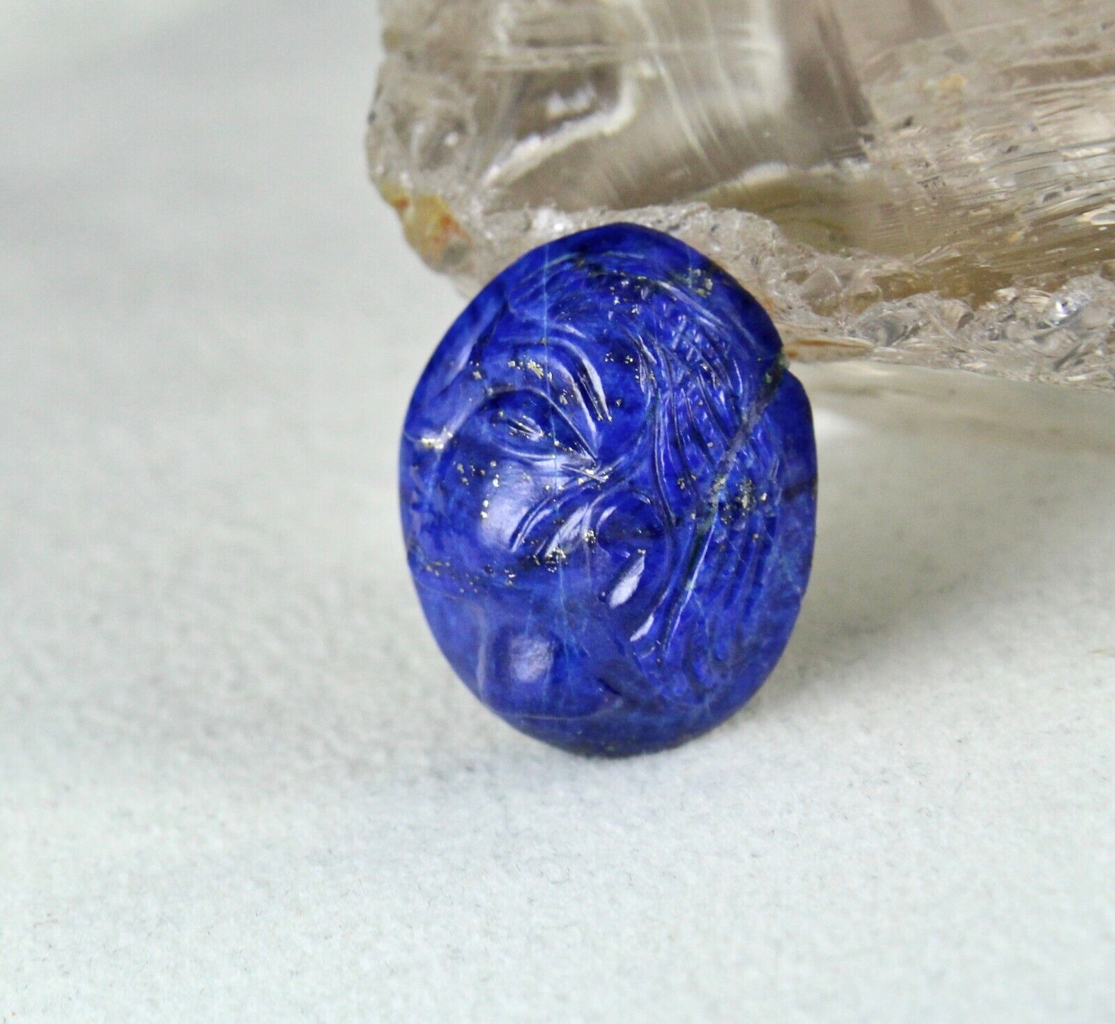 NATURAL LAPIS LAZULI CARVED QUEEN 24 MM 28.77 CTS GEMSTONE FOR DESIGNING PENDANT