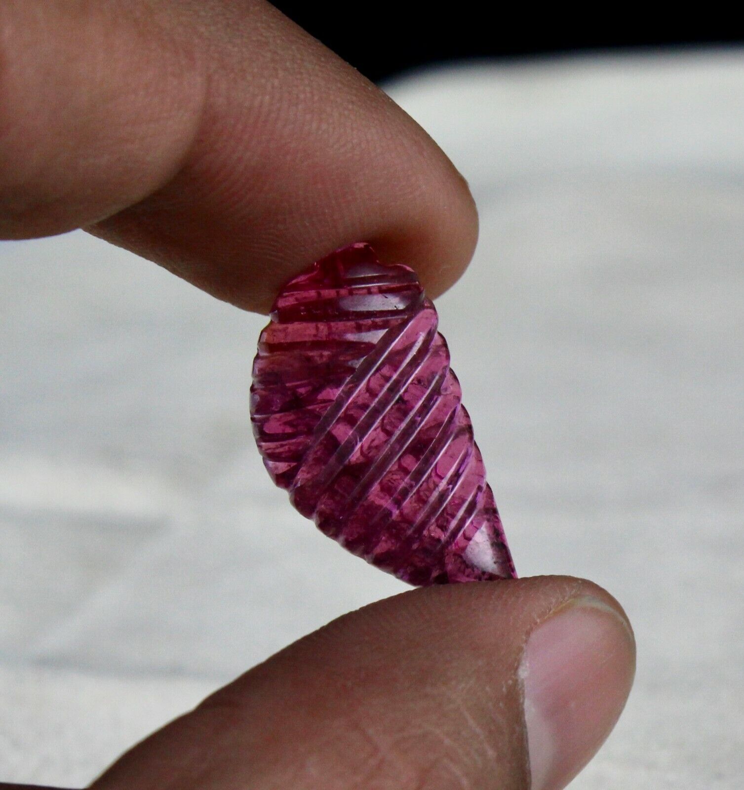 NATURAL PINK TOURMALINE CARVED 4 PCS 28.18 CARATS GEMSTONE FOR EARRING DESIGNING