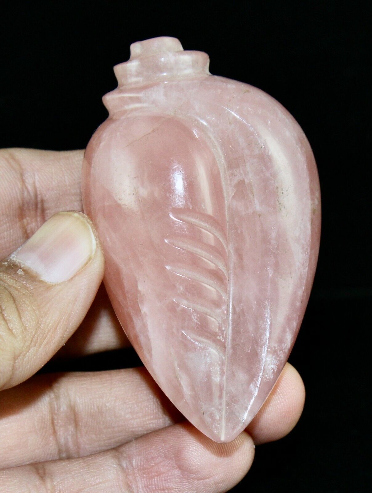 NATURAL ROSE QUARTZ SHELL CARVED 760 CARATS GEMSTONE STATUE FOR HOME DECOR