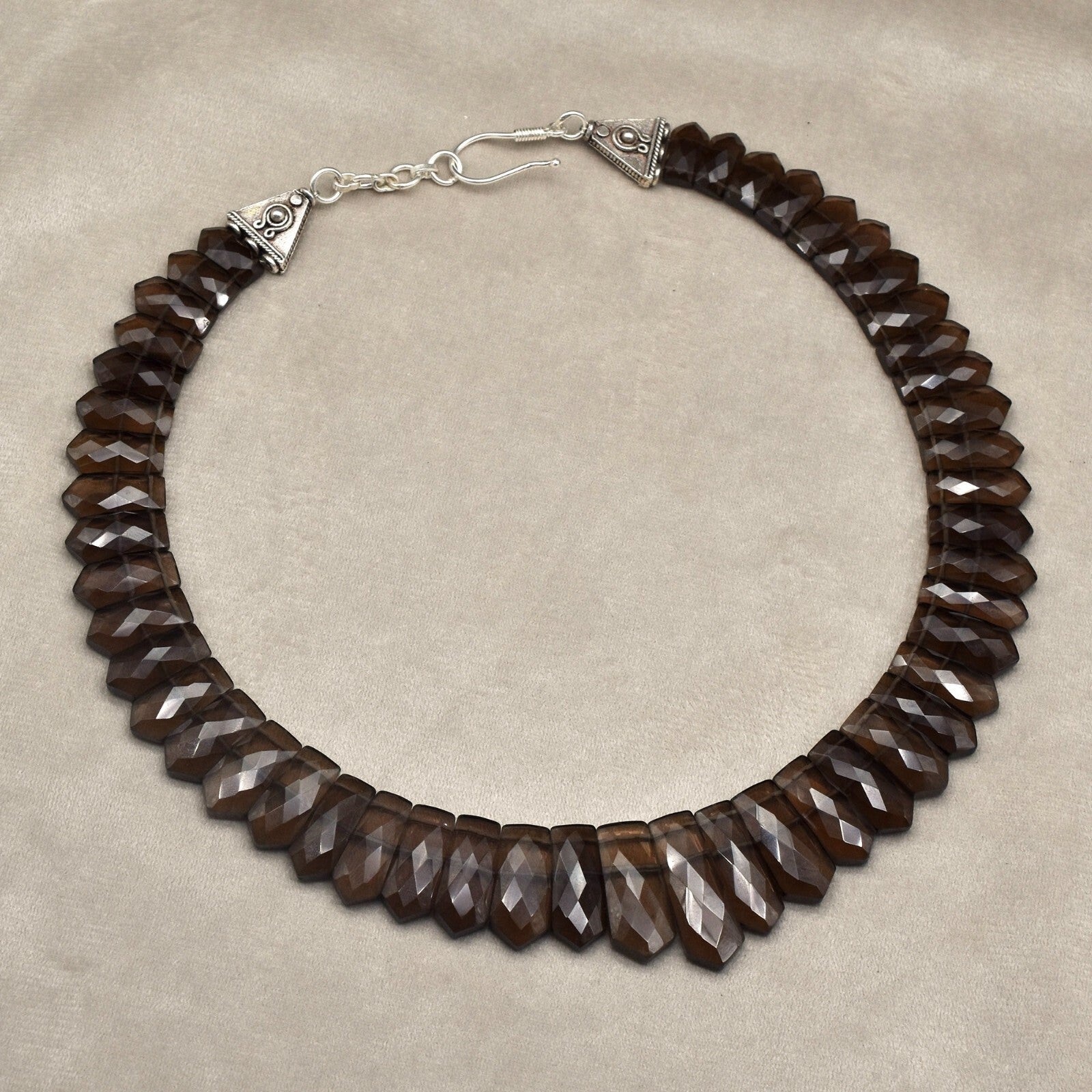 Certified Natural Smoky Quartz 478 Ct Sterling Silver Black Gemstone Necklace