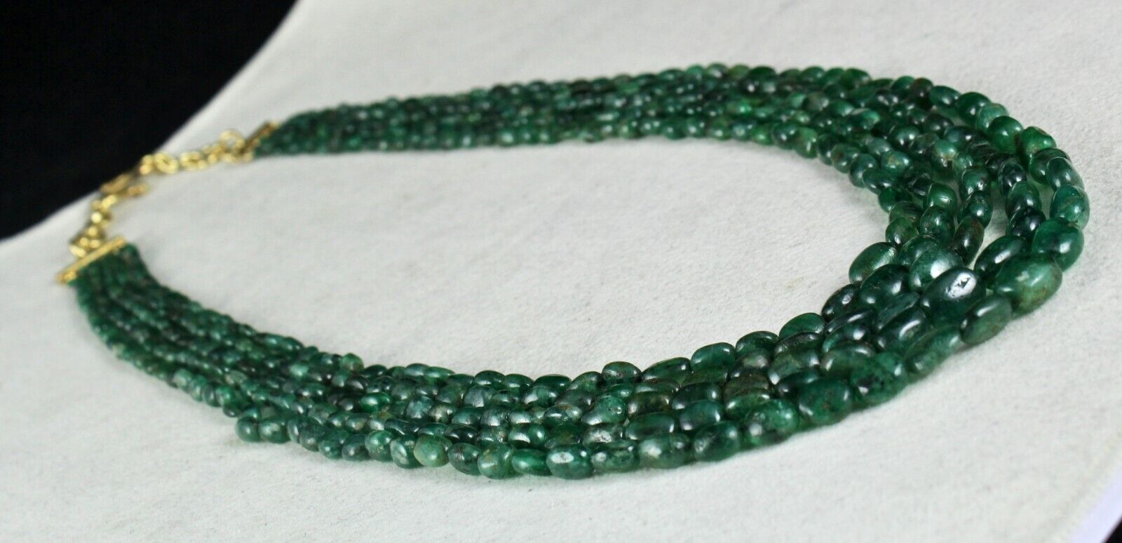 Classic Old Natural Emerald Beads Nugget 5 String 308 Ct Gemstone Necklace