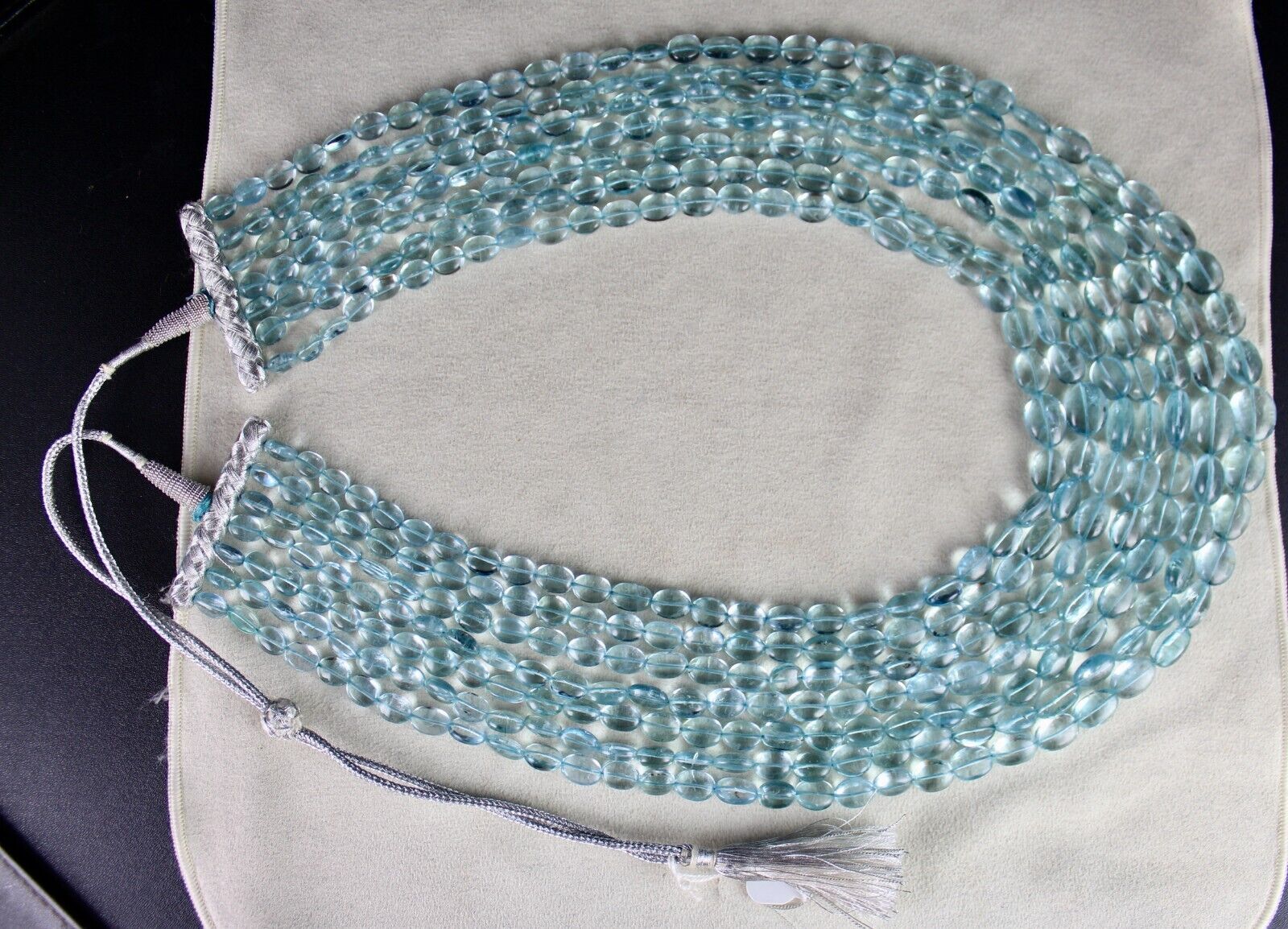 Certified Natural Blue Aquamarine Beads Cabochon 7 L 1405 Ct Important Necklace