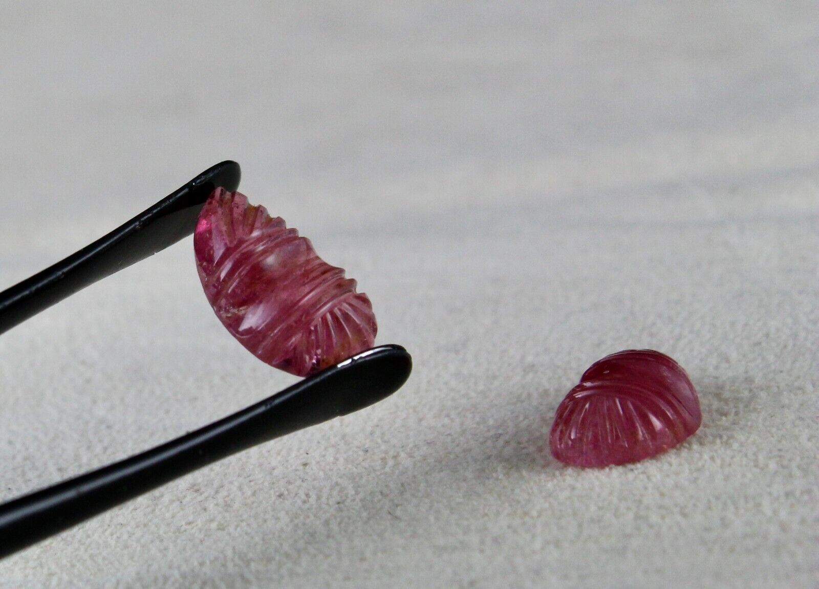 NATURAL PINK TOURMALINE RUBELLITE CARVED 4 PCS 21.26 CARATS GEMSTONE FOR EARRING