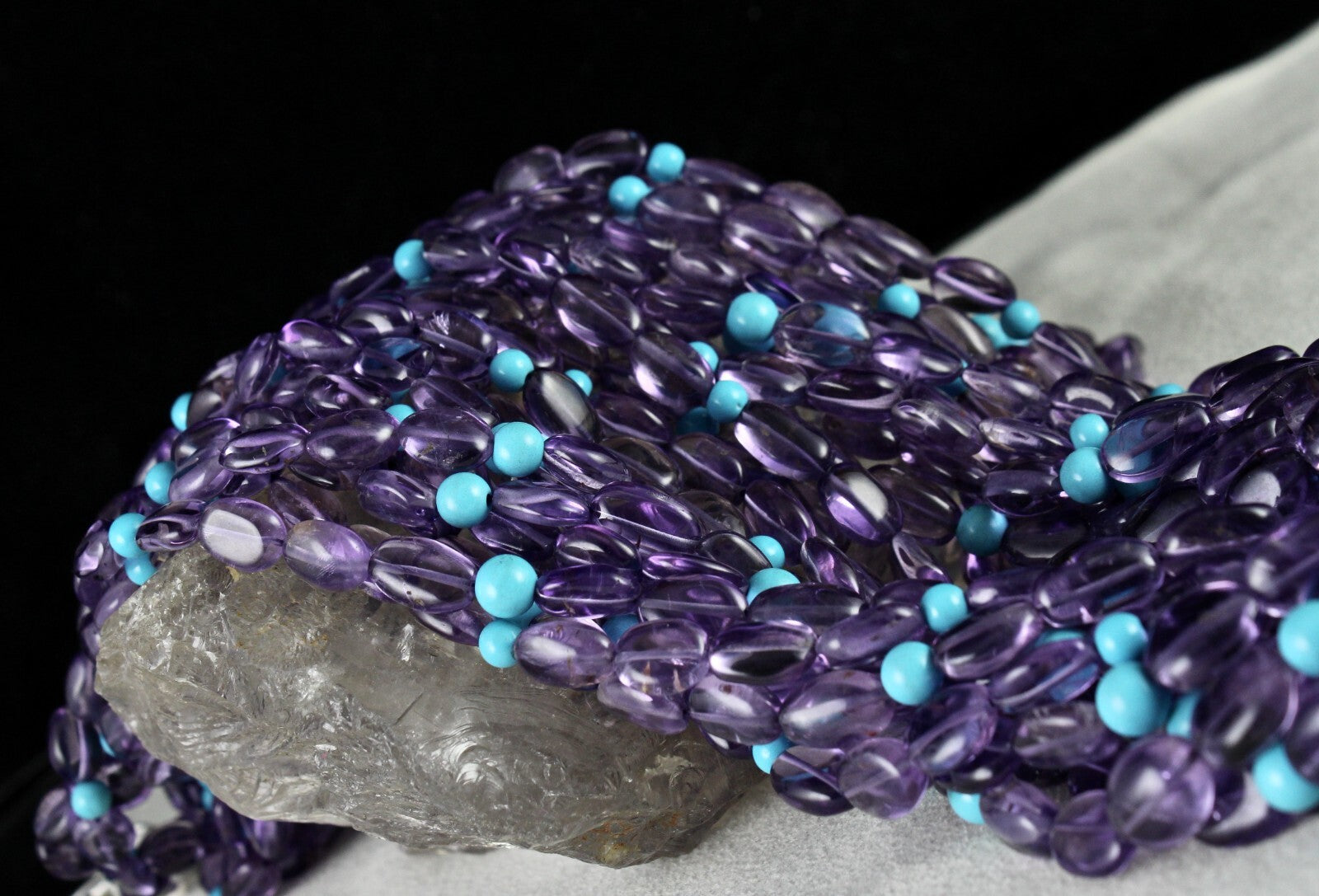 Certified Natural Amethyst 1840ct Turquoise Beads Fashion Necklace For Women