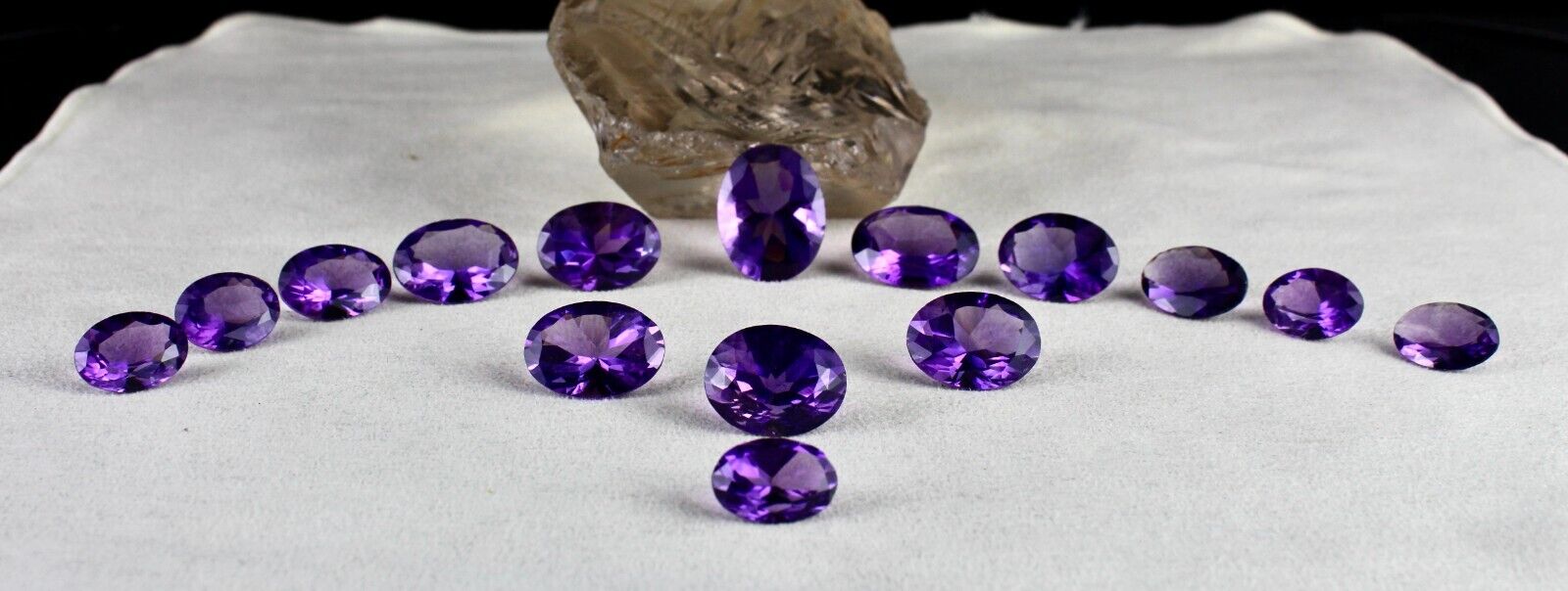 Natural Amethyst Cut Oval 15 Pc 189.90 Ct Loose Gemstone Earring Necklace Set