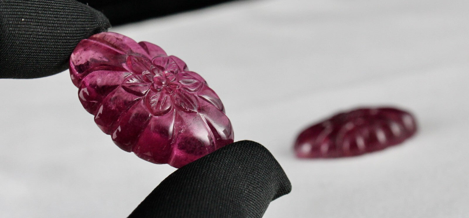 Certified Natural Rubellite Tourmaline 108.77 Ct Oval Engraved Gemstone Earrings