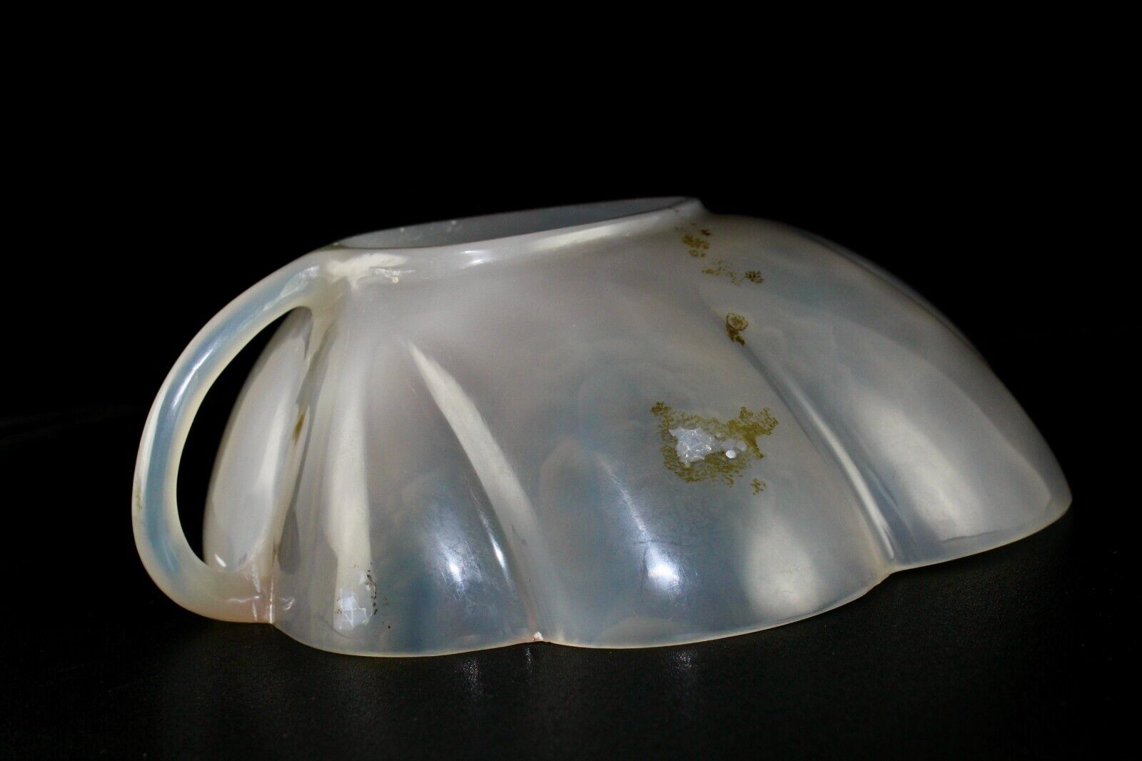 FINE CRAFTED NATURAL CHALCEDONY 2225 CARATS CARVED DESIGNER BOWL FOR HOME DECOR