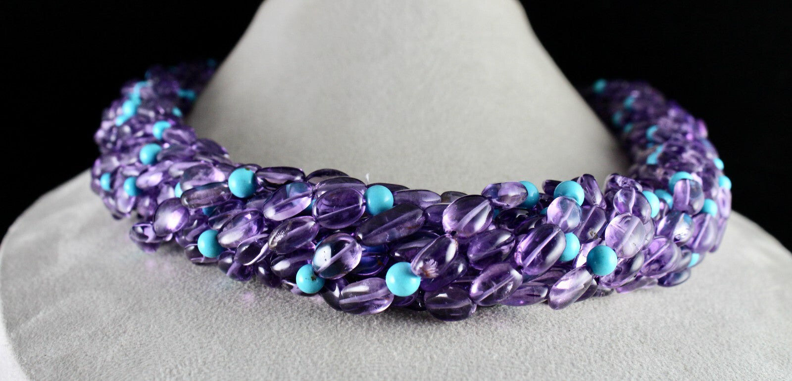 Certified Natural Amethyst 1840ct Turquoise Beads Fashion Necklace For Women