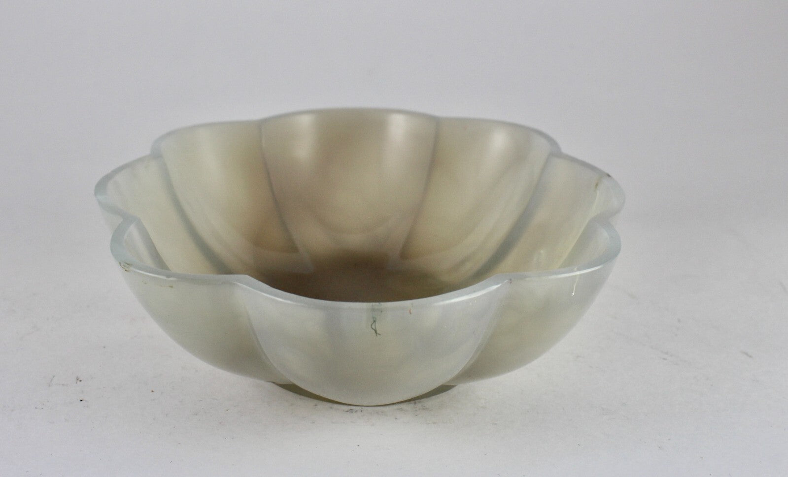 Handmade Rare Natural Chalcedony 1629 Ct Carved Oval Gemstone Bowl Decor