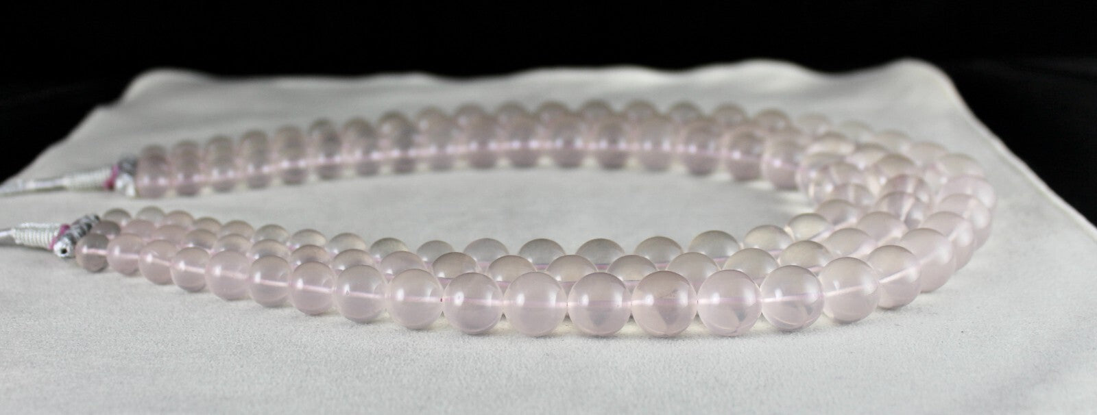 Certified Natural Rose Quartz 1902 Ct Pink Round Beads Gemstone Necklace