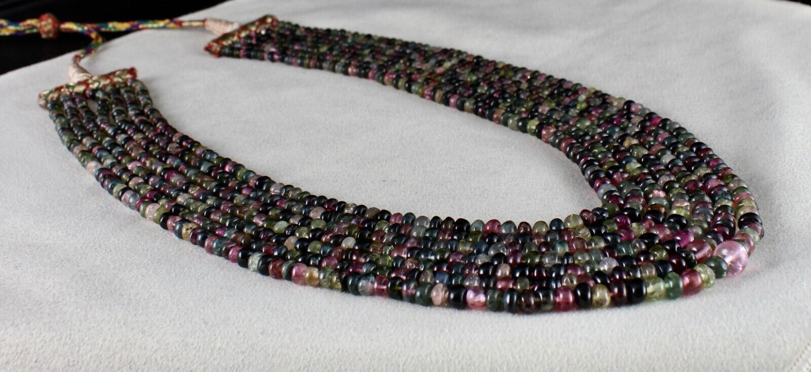 BEST NATURAL TOURMALINE BEADS NECKLACE 583 CARATS MULTI COLOUR GEMSTONE STRAND