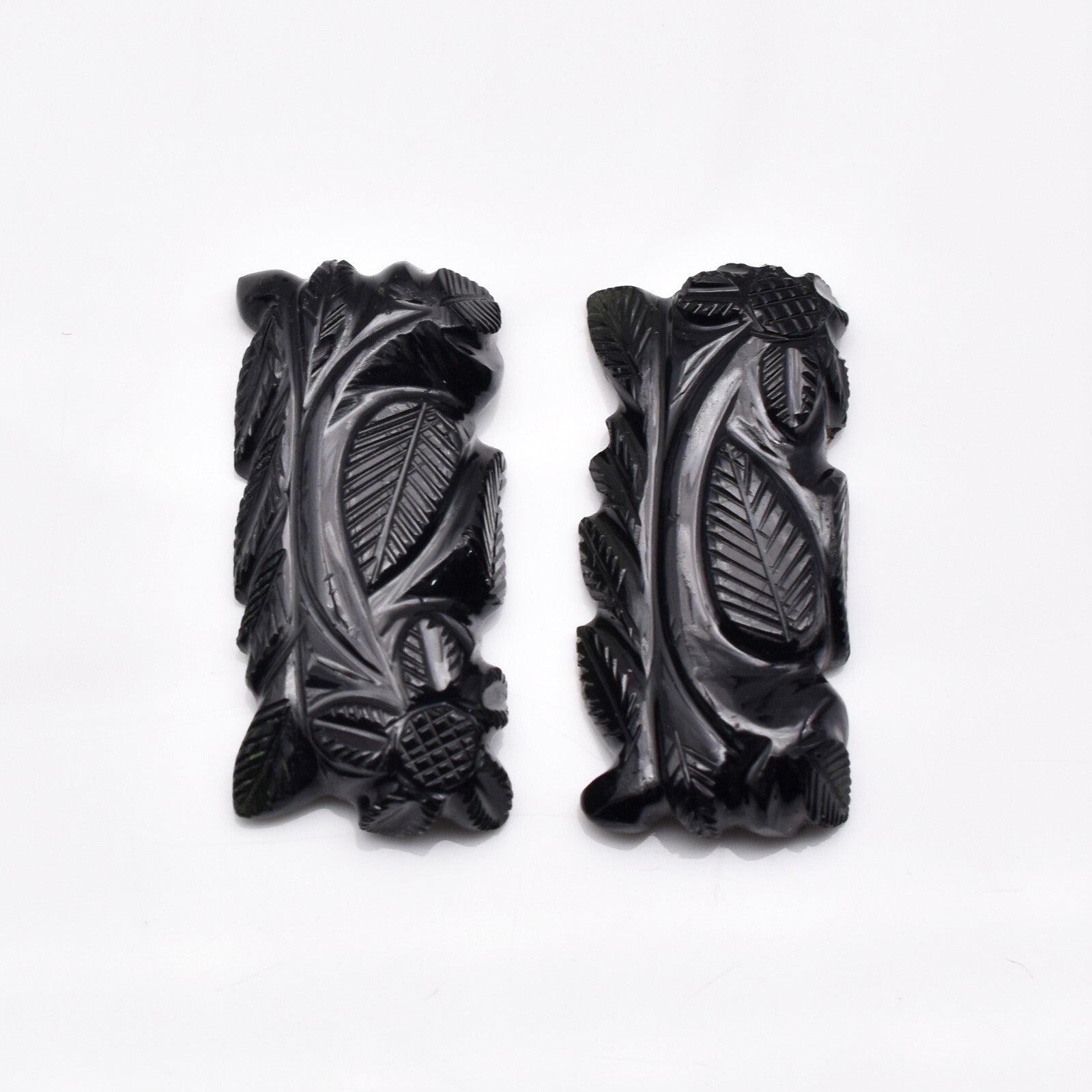 Natural Green Tourmaline 47.91 Ct Engraved Gemstone Pair For Earring Design