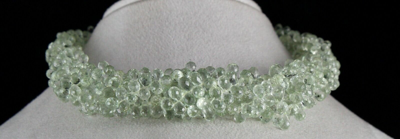 Natural Green Amethyst Beaded Teardrop 5 L 731 Ct Gemstone Fine Party Necklace