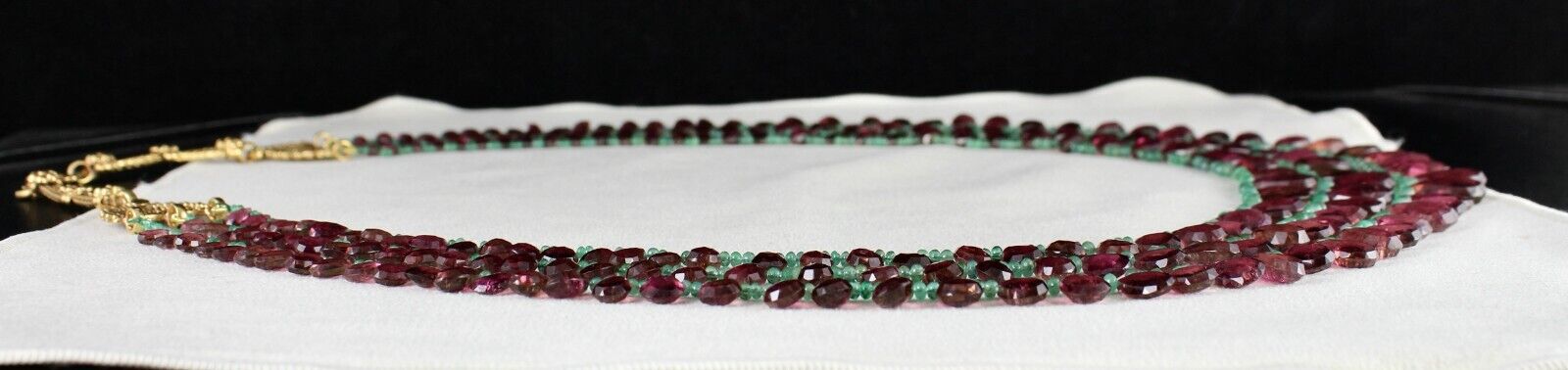 NATURAL TOURMALINE RUBELLITE TEARDROPS EMERALD BEADED  3L 596 CT FINEST NECKLACE